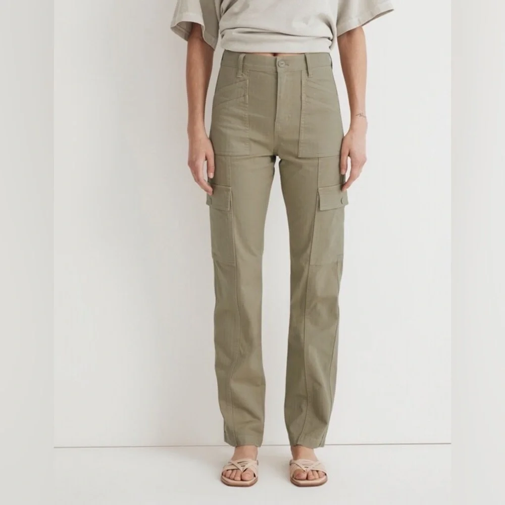Madewell 90s Straight Cargo Pant Womens Size 25 Sand Dune Tan Cotton Herringbone - Picture 1 of 13